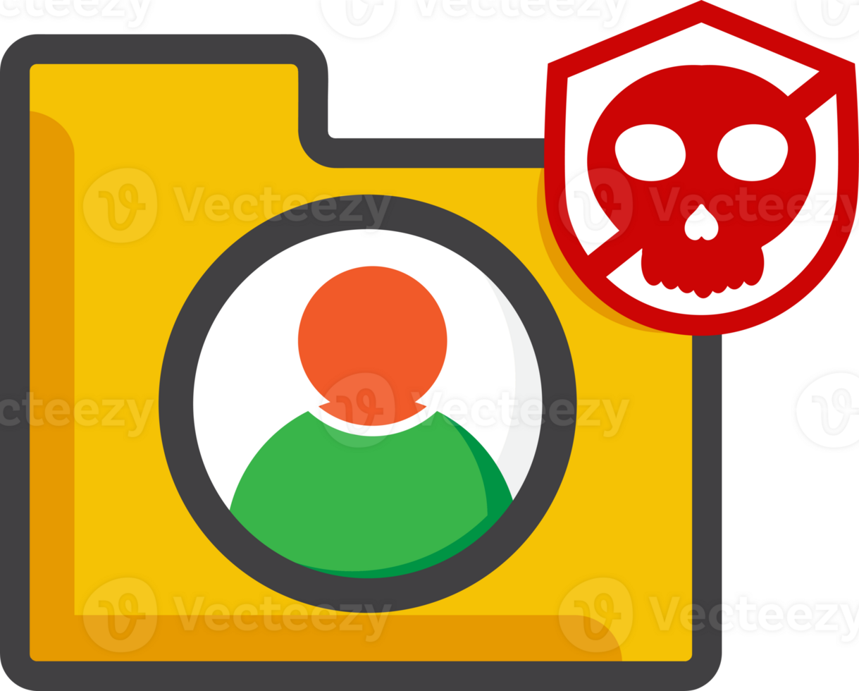 file folder icon with a skull and a red shield png