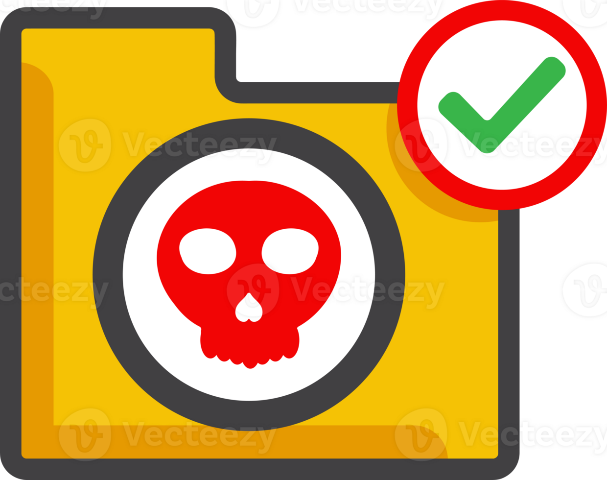 file folder icon with skull and checkmark png