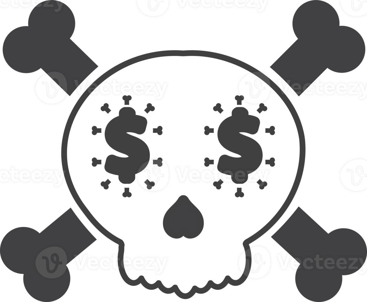a skull and crossbones with dollar signs png