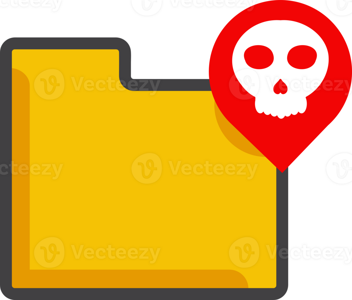 file folder icon with a skull and a location pin png