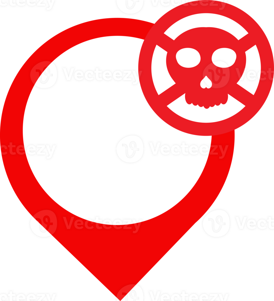 red location pin with skull icon png