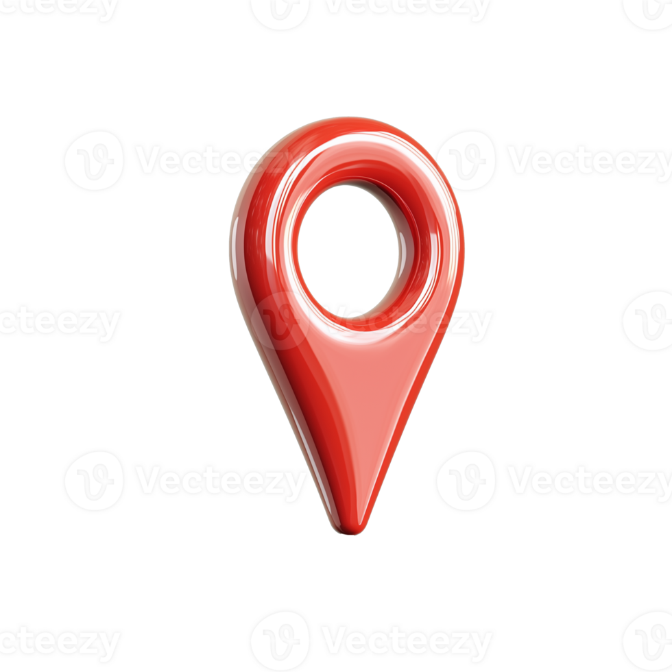 Red map location pin icon on transparent background, representing navigation and place markers png