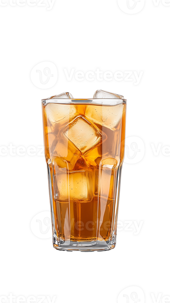 Glass of iced tea with lemon on transparent background, ideal for refreshing beverage presentation png