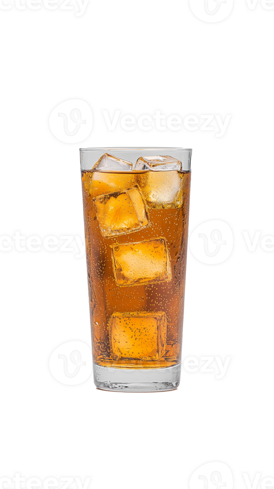 Tall glass of iced tea with lemon slice on transparent background, symbolizing cool and refreshing drink png