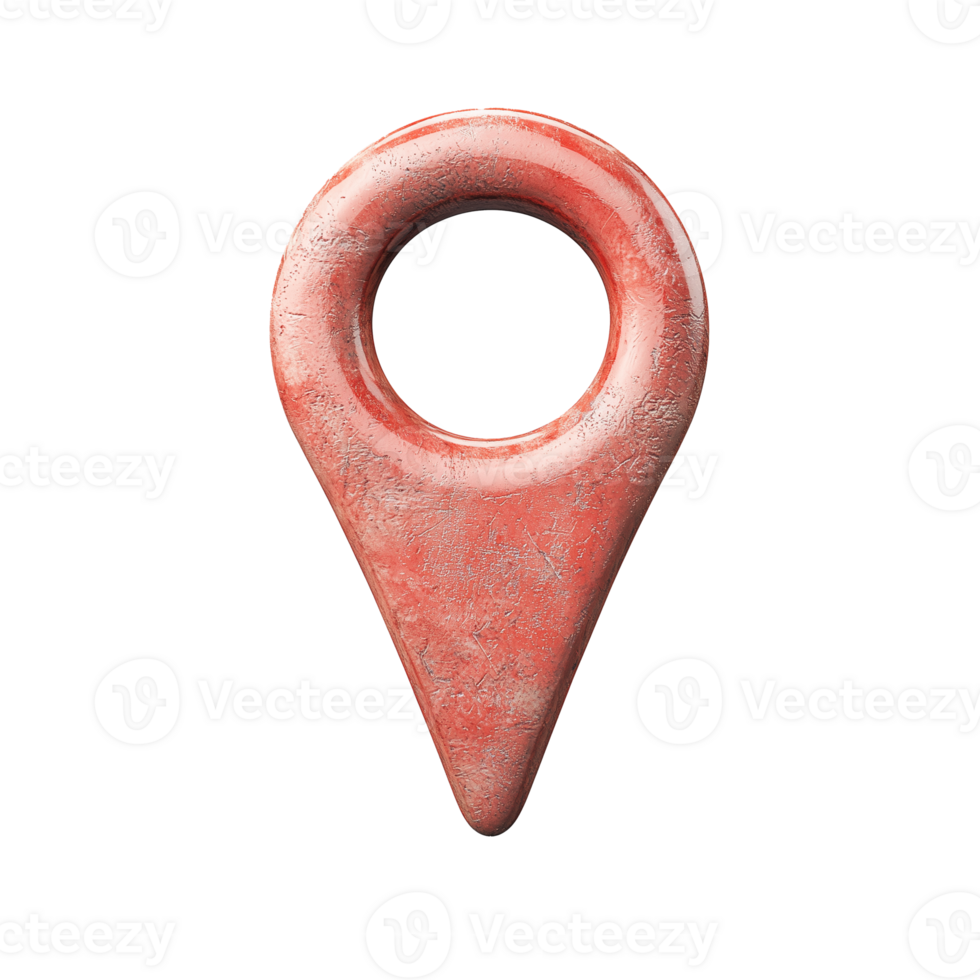 Textured red location marker icon on transparent background, ideal for mapping and digital applications png