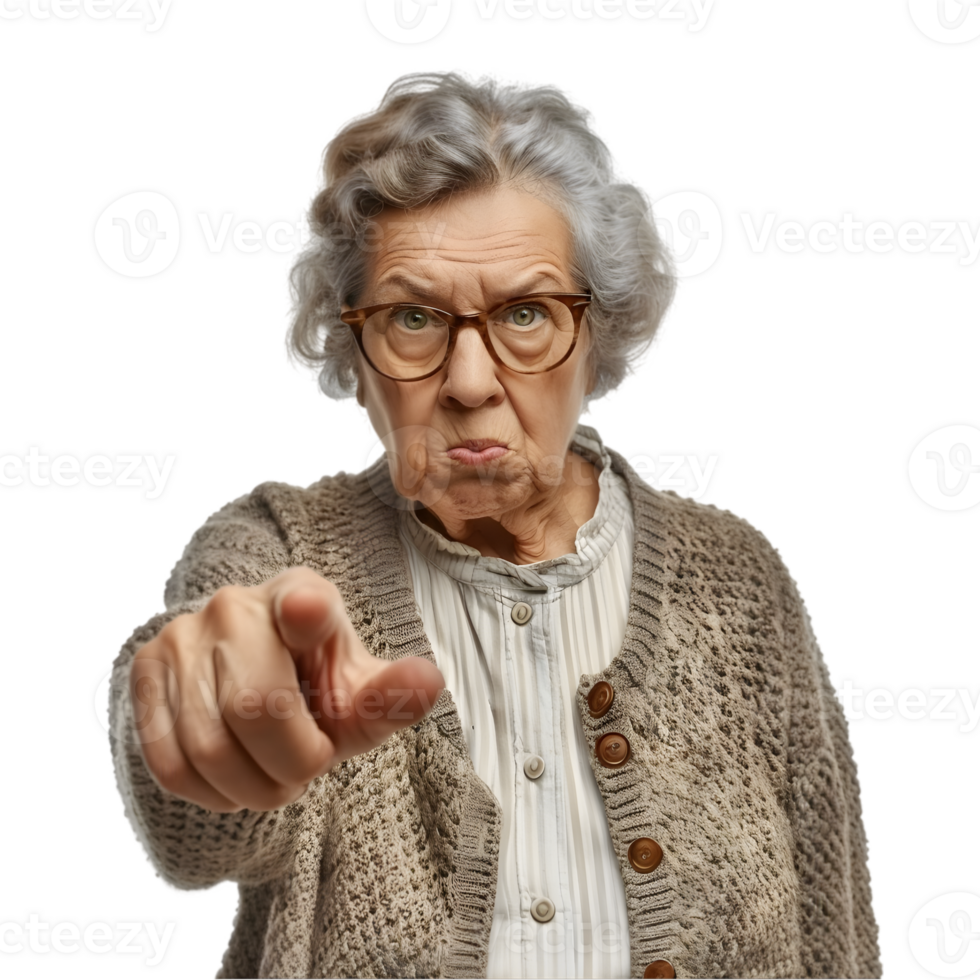 An old woman pointing at something png