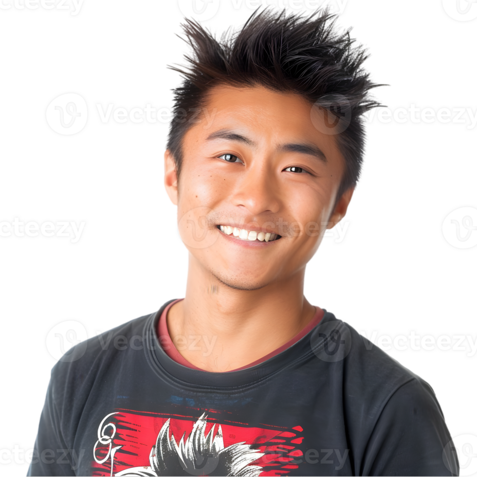 A young man with a black shirt and a smile png
