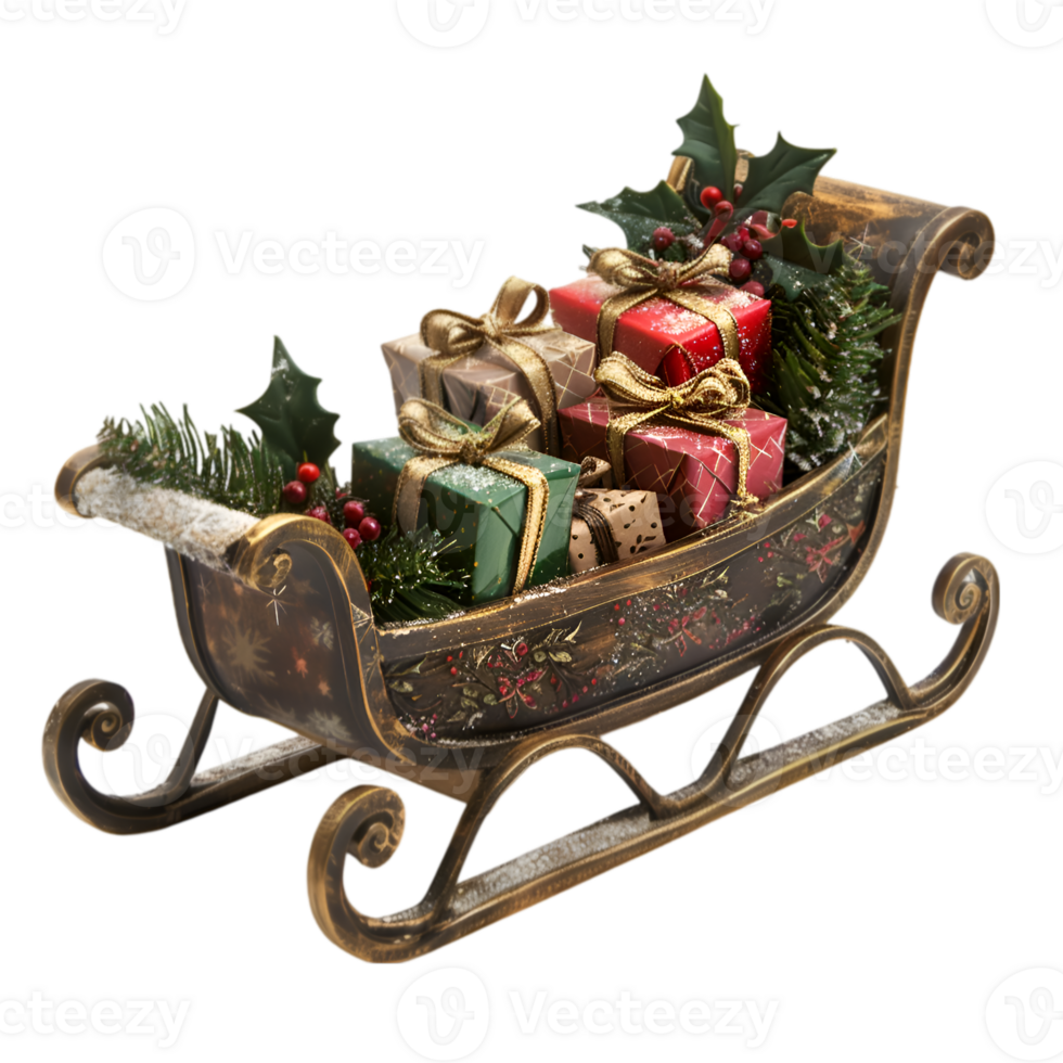 A sleigh with presents on it png