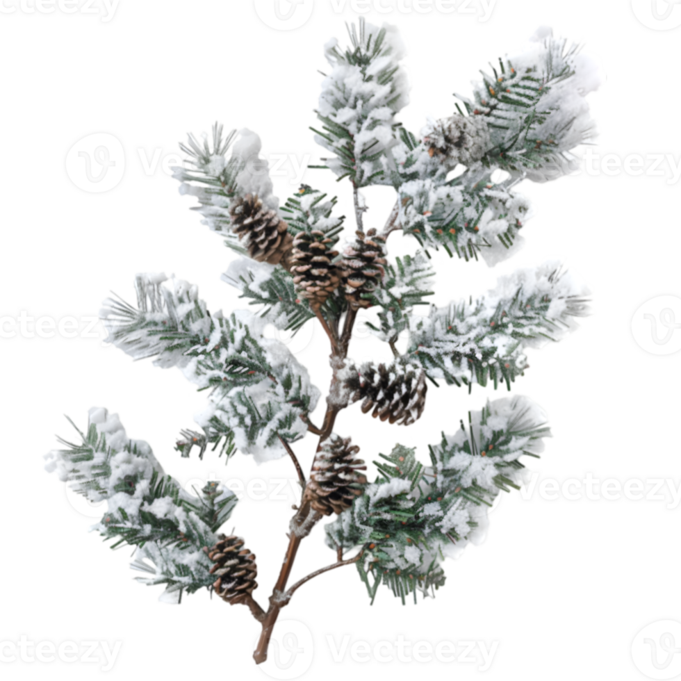 A branch with snow on it and cones png