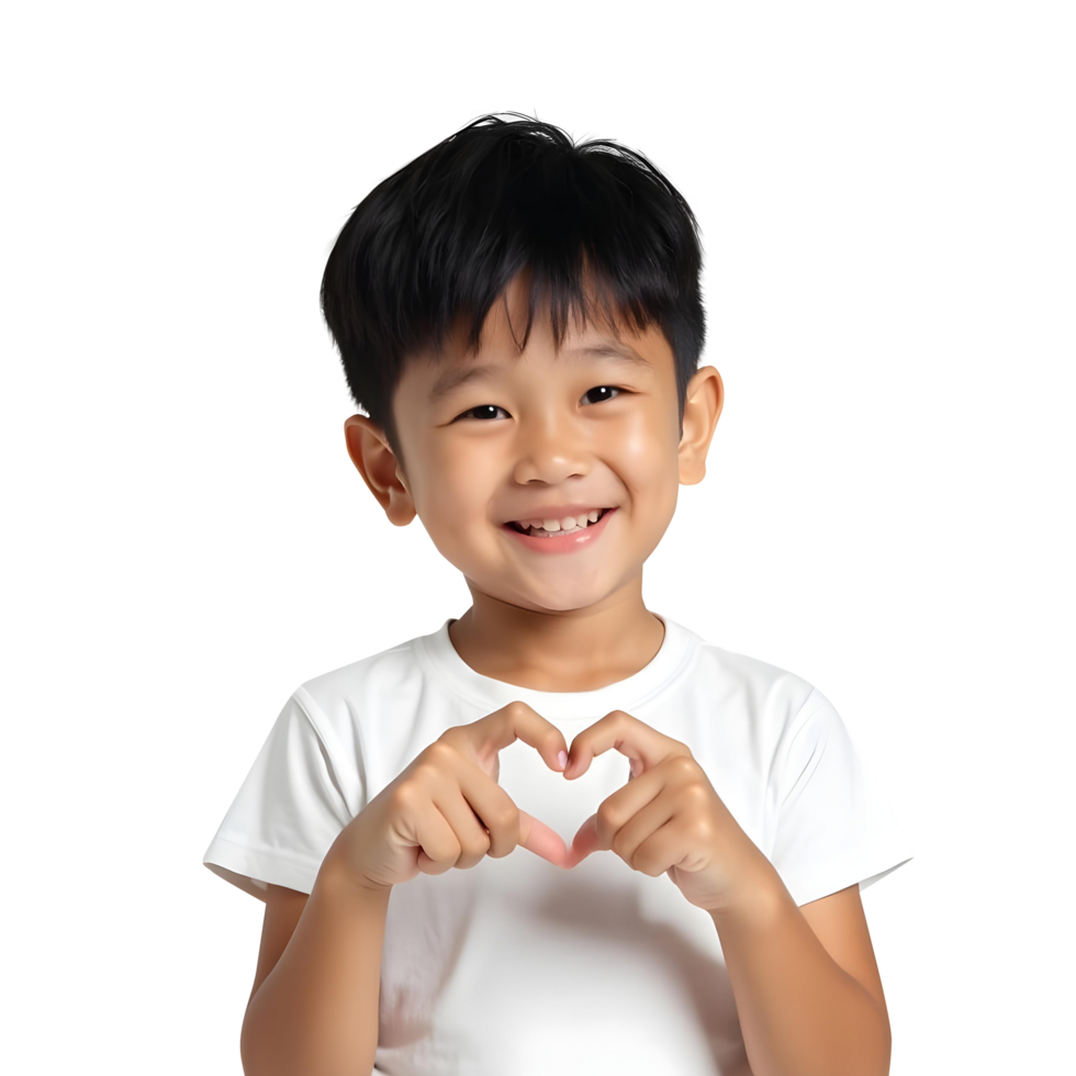 Young Boy Smiling and Making Heart Shape with Hands. Playful, Happy, and Loving Gesture Capturing Childhood Joy and Positivity png