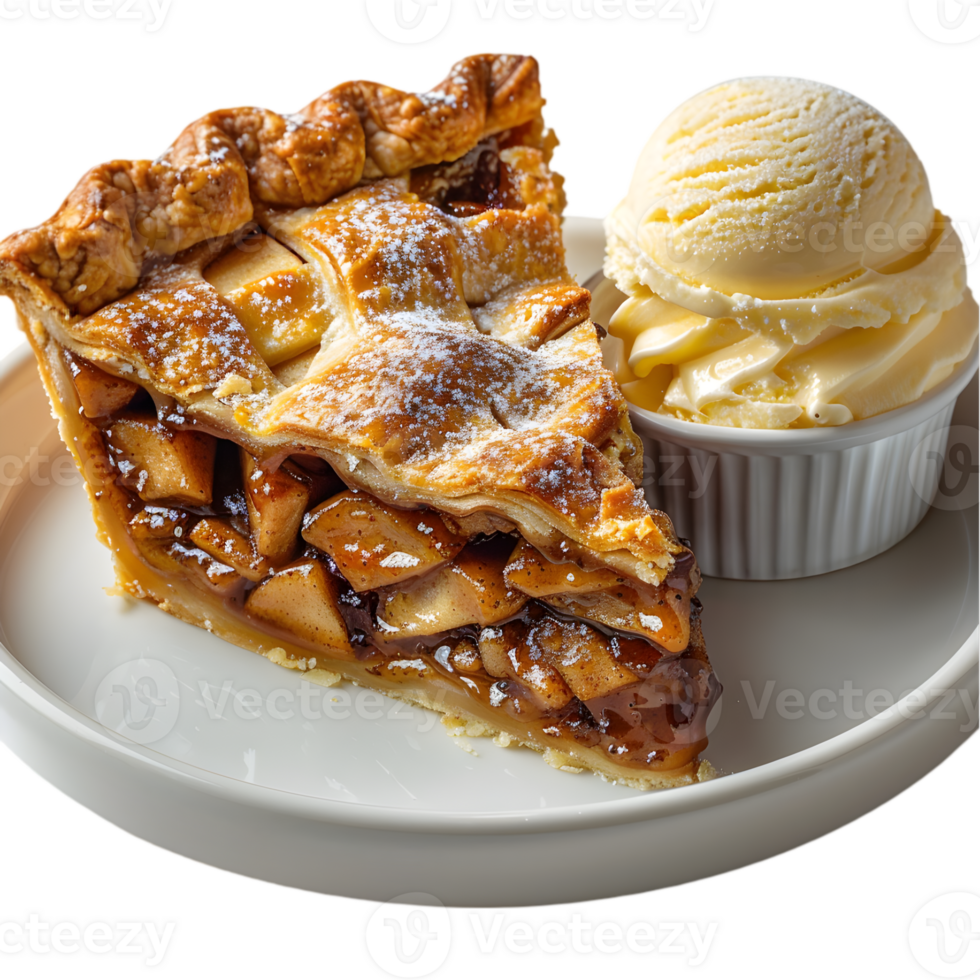 A slice of pie and a scoop of ice cream png