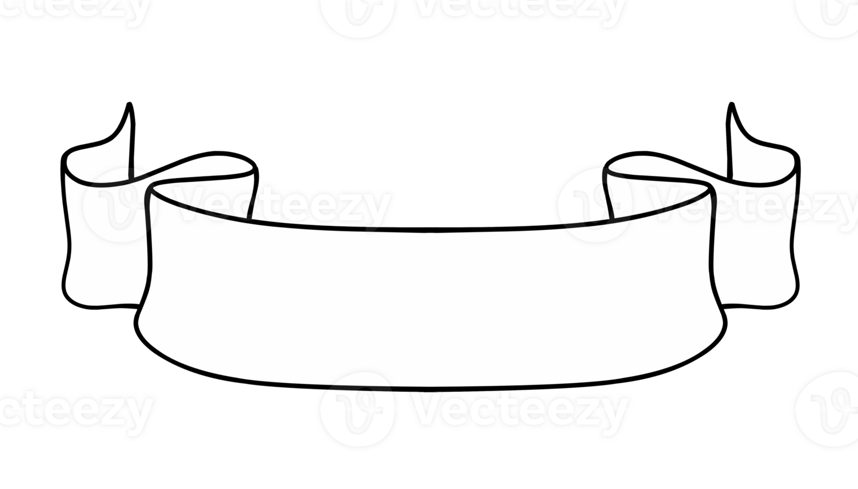 Line Illustration of banner ribbon isolated png