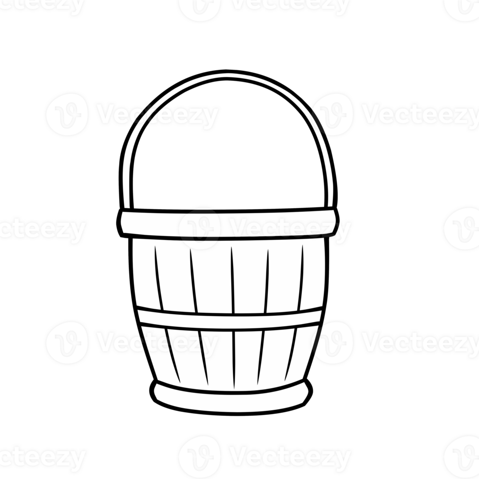 Line art Wooden bucket retro cartoon clip art png