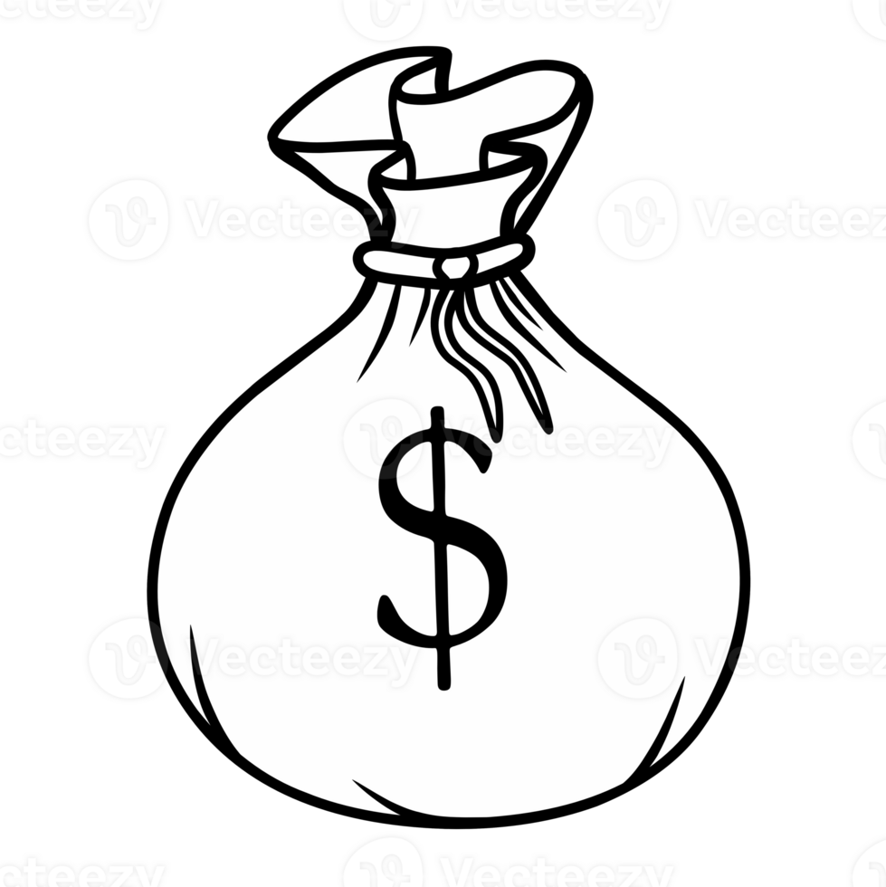 Outline money bag hand drawn dollar sack png