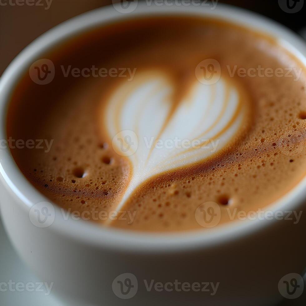A cup of latte coffee with love hearts photo