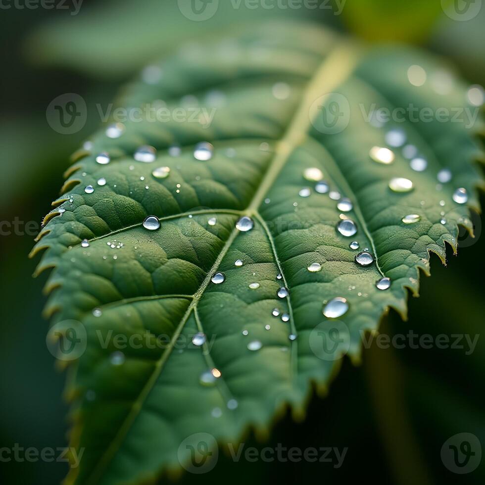 leaf with water drops photo