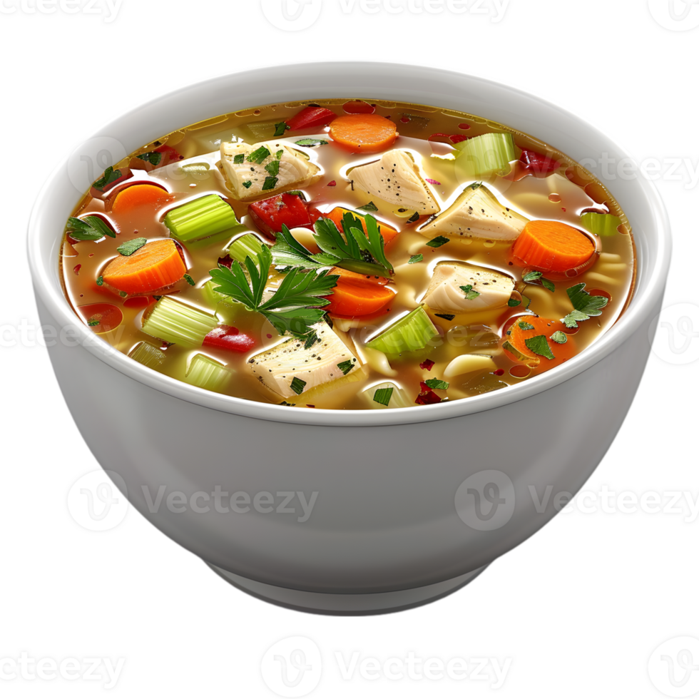A bowl of soup with vegetables and meat png