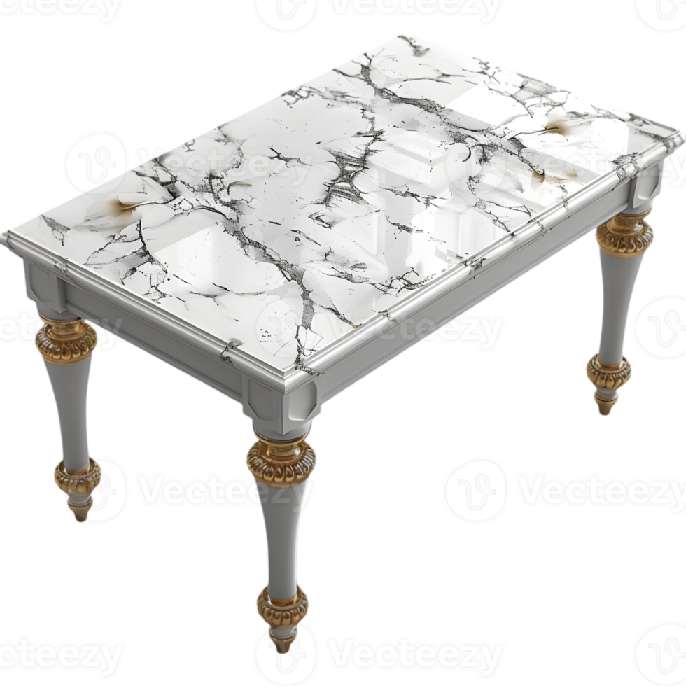 A marble table with gold legs and a white marble top png
