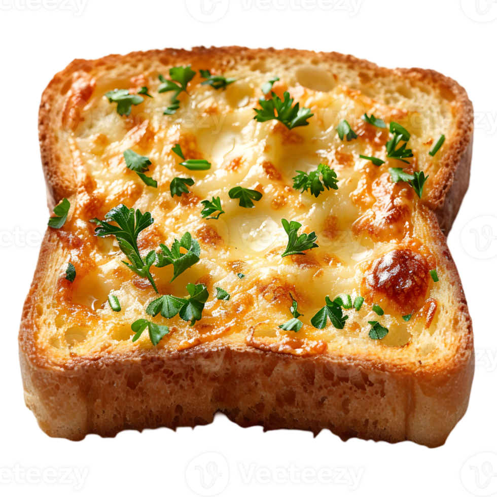 A piece of toast with cheese and herbs png