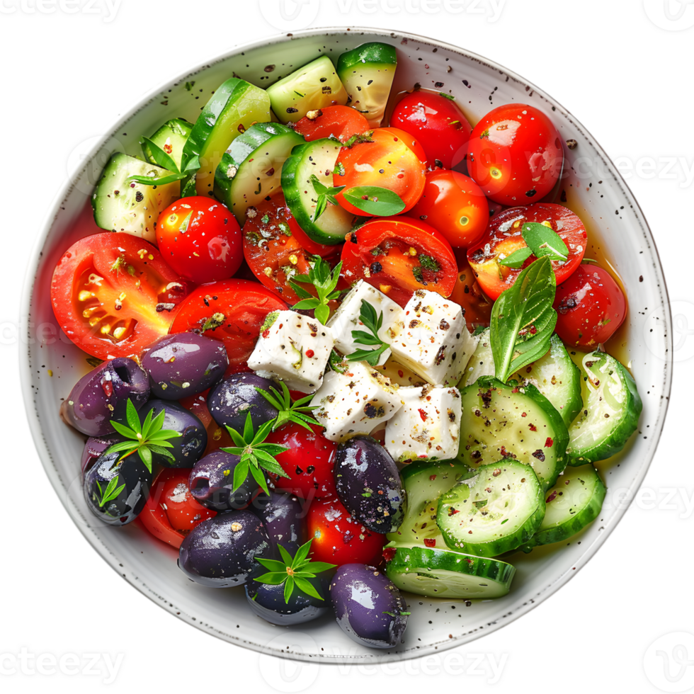 A bowl of vegetables and feta cheese png