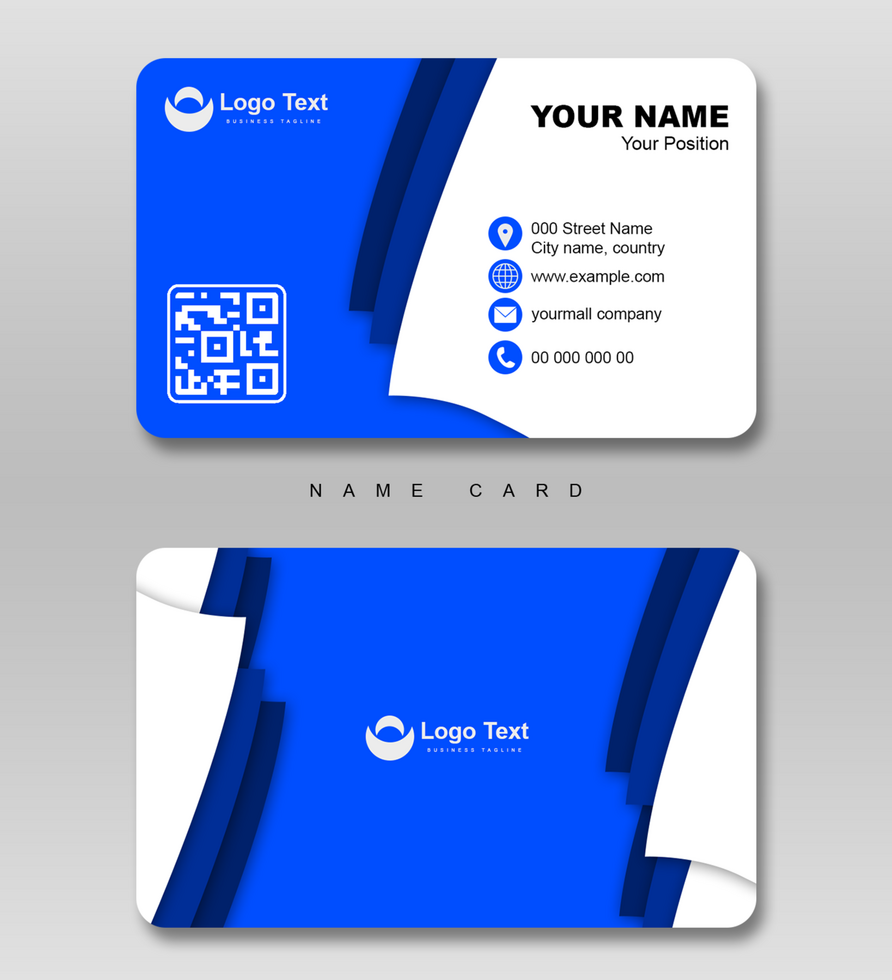 COOL BUSINESS CARD TEMPLATE WITH WHITE SQUARE ORNAMENT WITH BLUE AND WHITE BASE psd