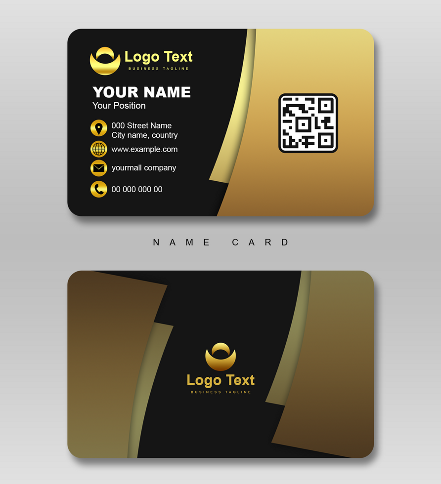 Simple Creative and Elegant Business Card Design Image in Black and Gold psd