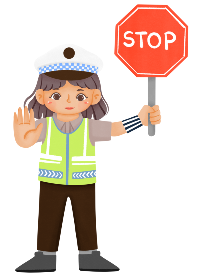 Cute girl wearing police uniform png
