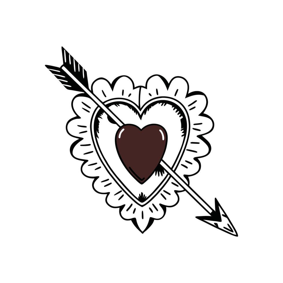 A heart with an arrow in it on a white background vector