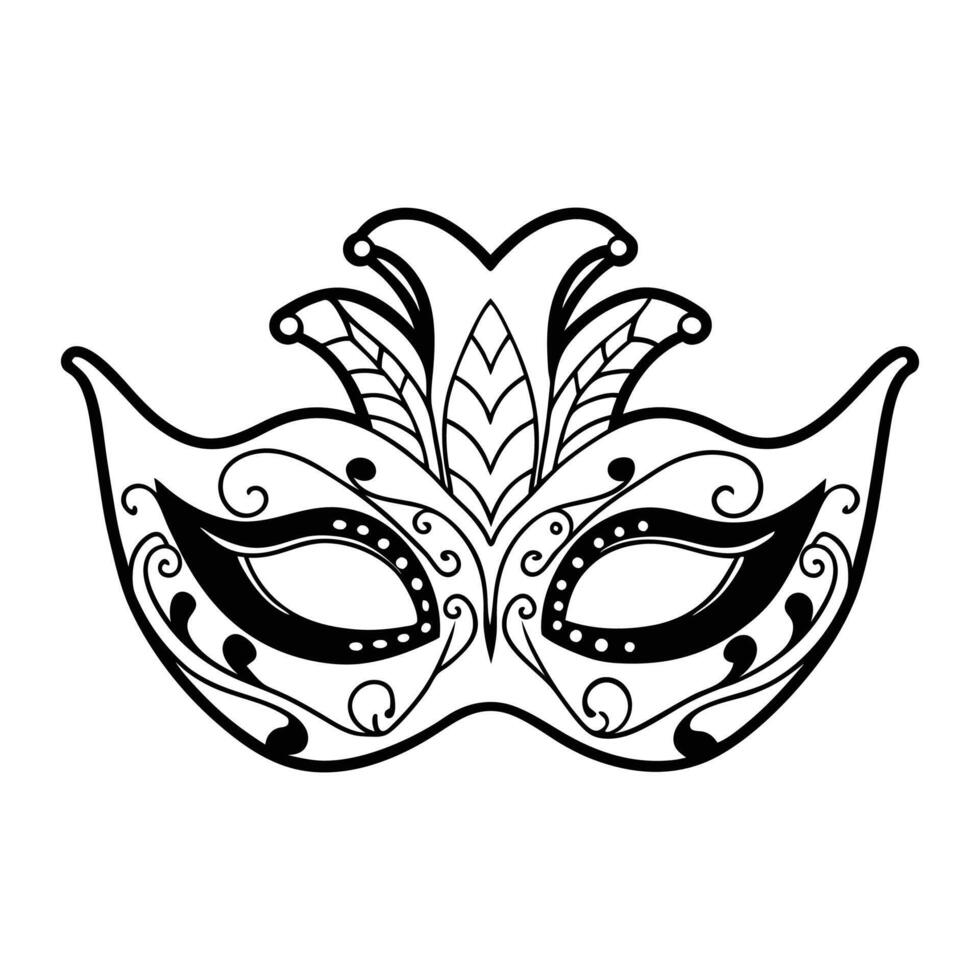 A black and white carnival mask with ornate designs vector