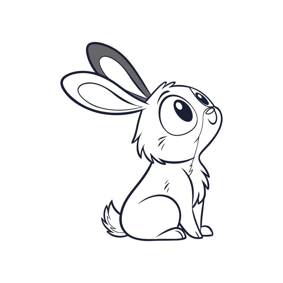 A cartoon rabbit sitting on the ground vector