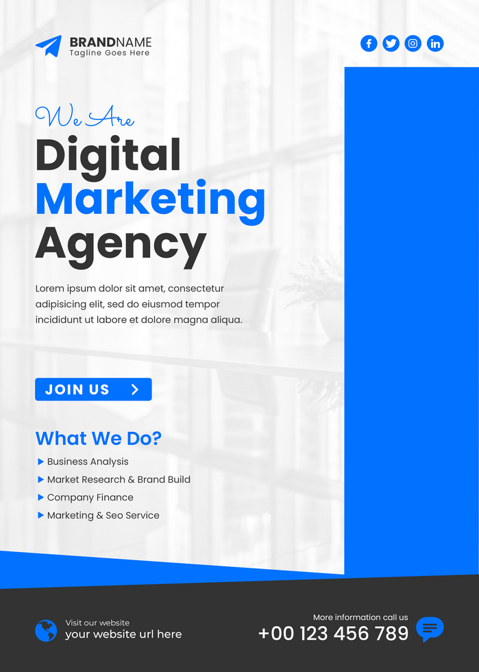 Editable A4 Size Social Media Post Templates for Digital Marketing Agencies psd