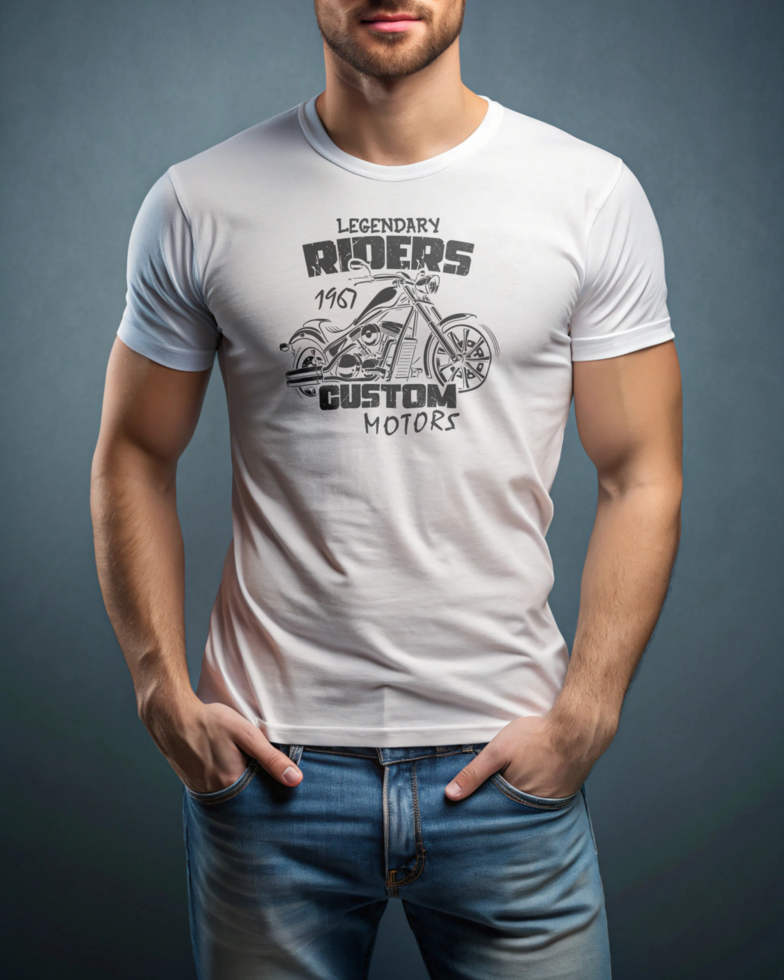A male wearing a white Tshirt Mockup with a standing there is luxury solid color Background psd