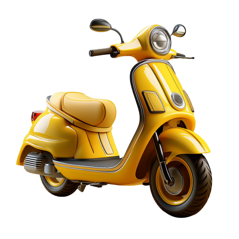 3d Yellow scooter on a transparent background png