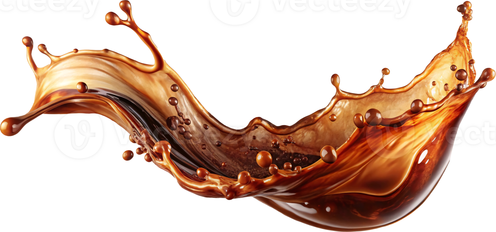 coffee liquid flow splash with bubbles png
