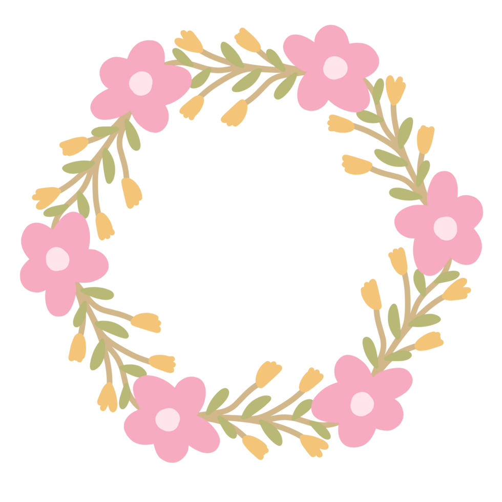 Cute pink botanical wreath png