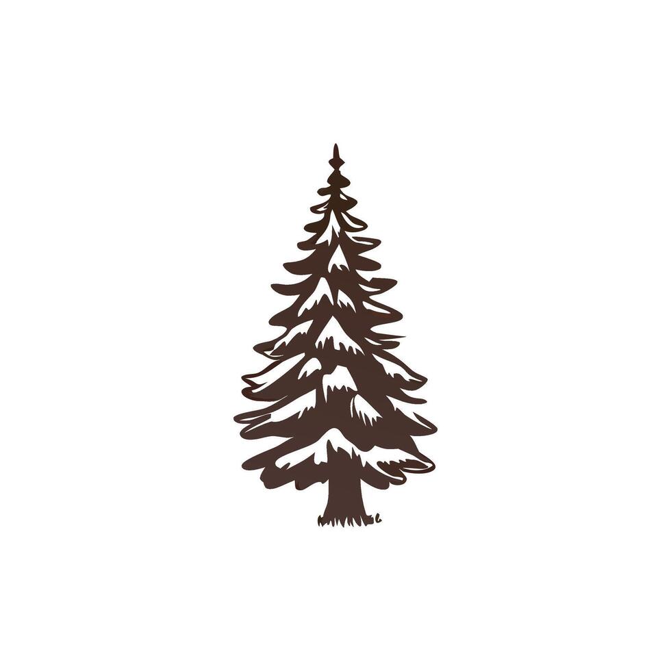 A black and white drawing of a pine tree vector