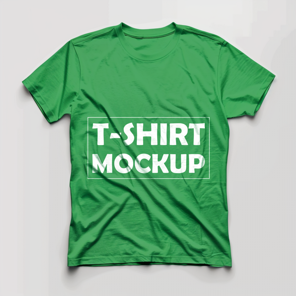 Green Round Neck T-Shirt Mockup for Digital Fashion Design psd