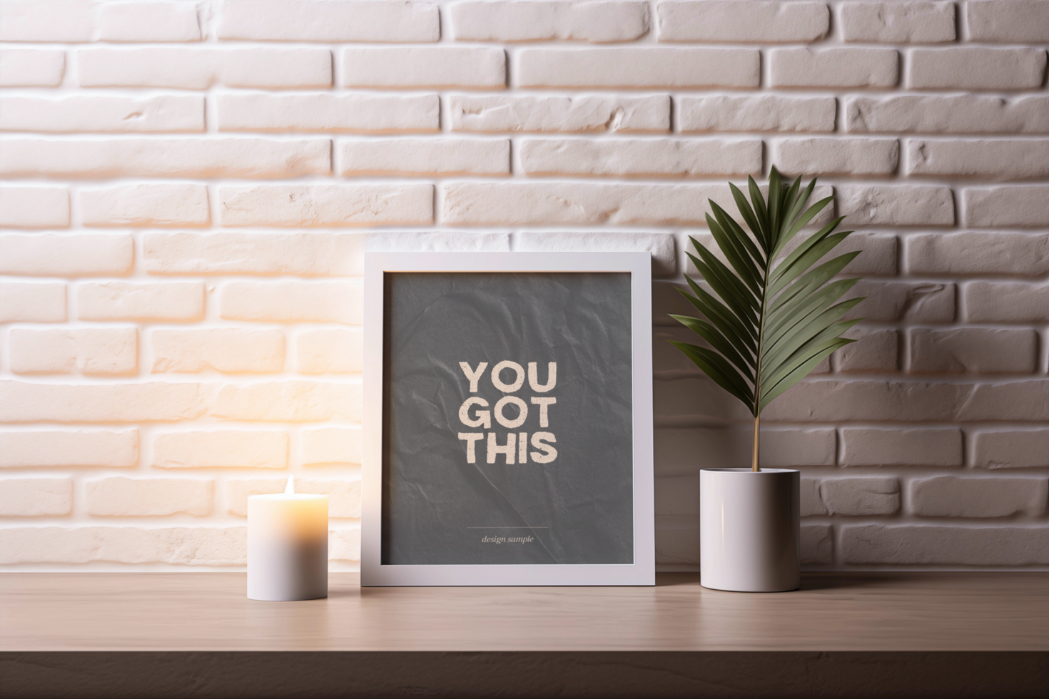 Photo Frame Mockup at white stone background psd