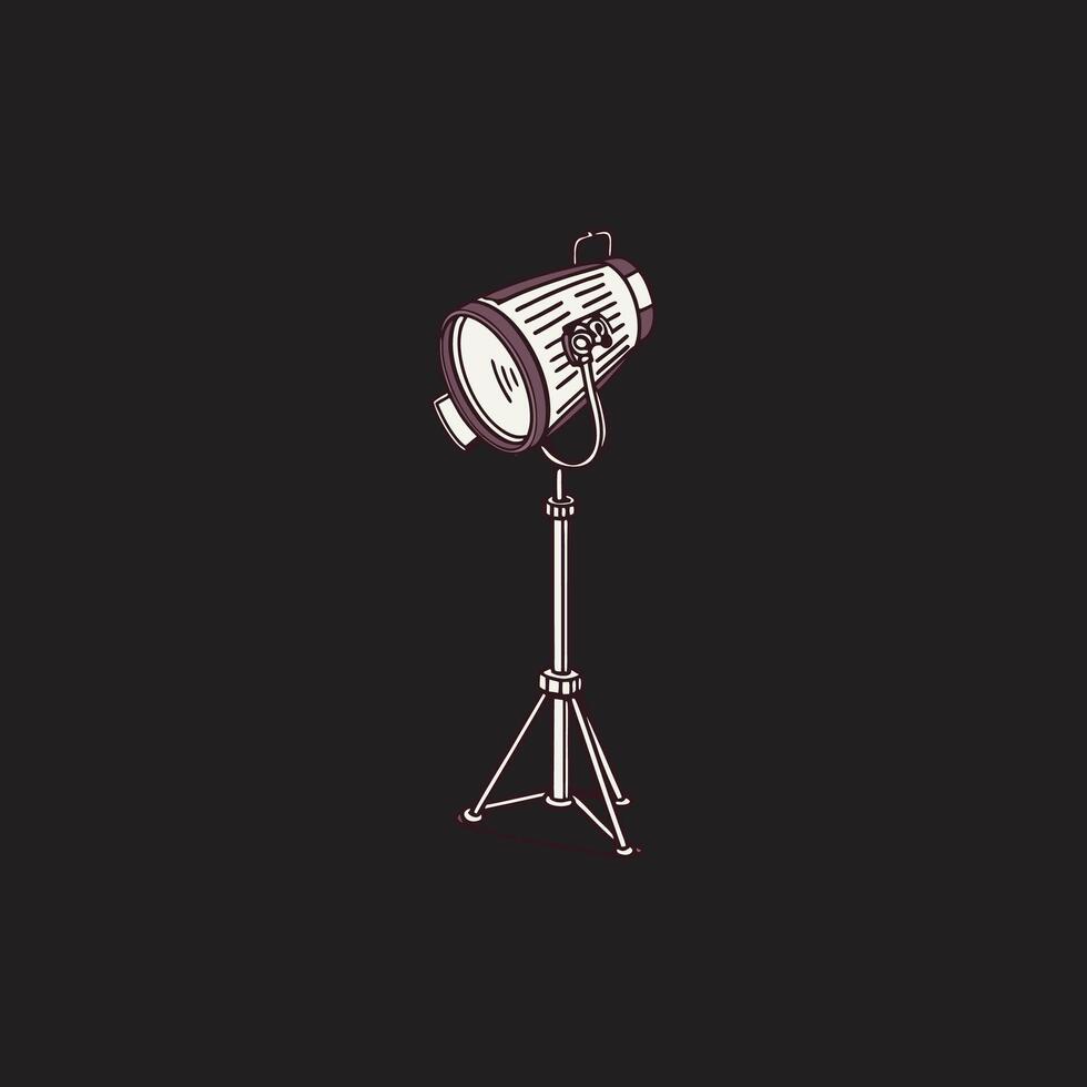 A black and white illustration of a spotlight vector
