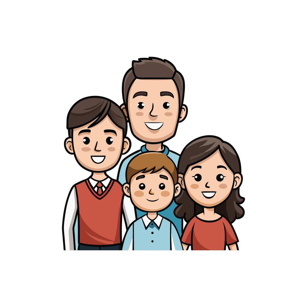 Cartoon family with two children vector