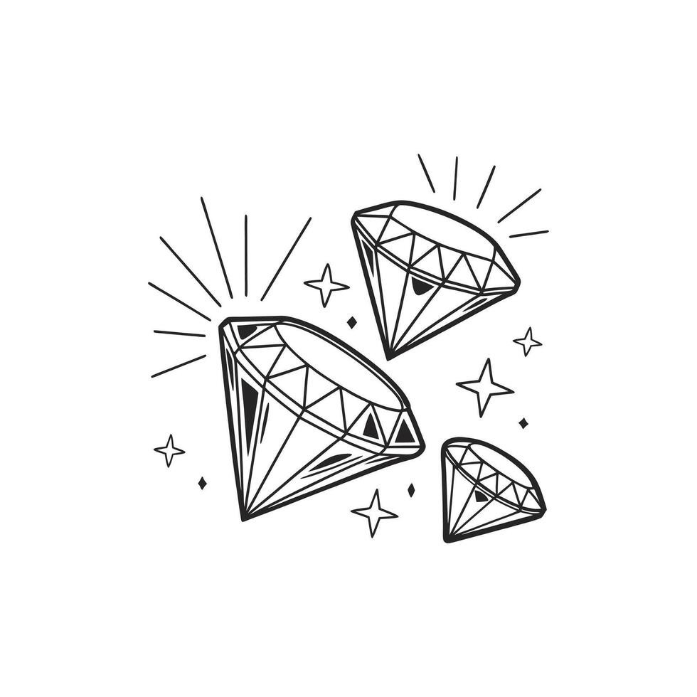 Diamonds in a line drawing style vector