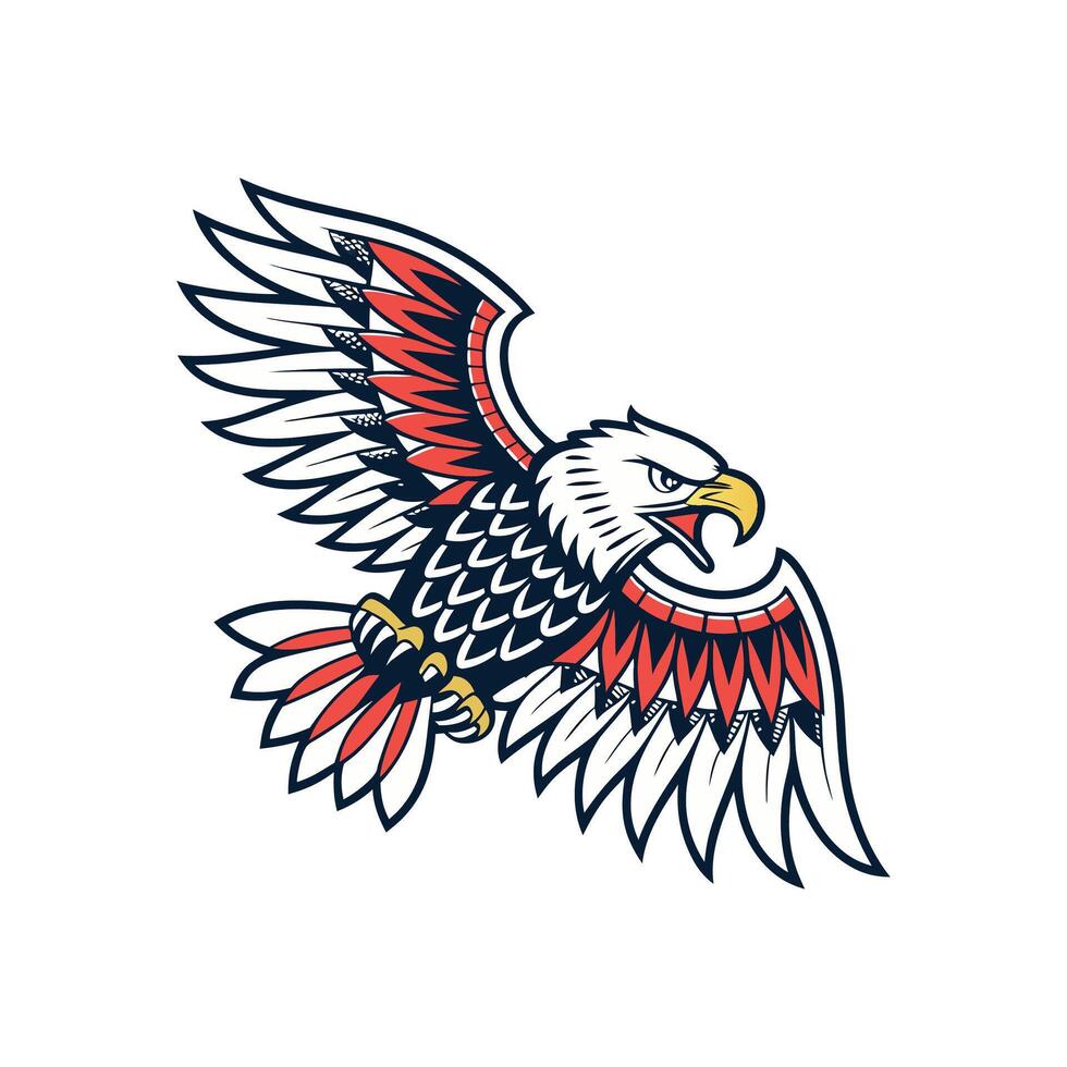 An eagle with red, white and blue feathers , art design vector