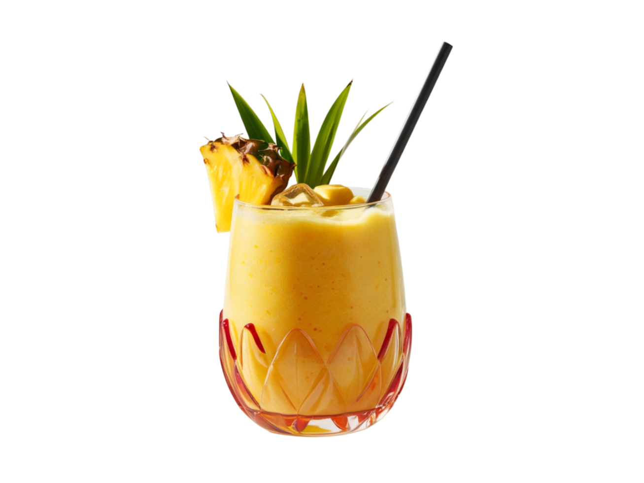 A drink with pineapple and a straw png
