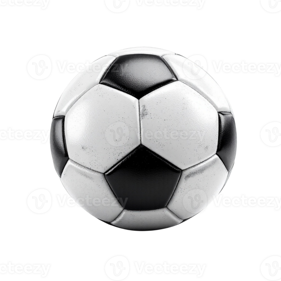 A black and white soccer ball on a transparent background png