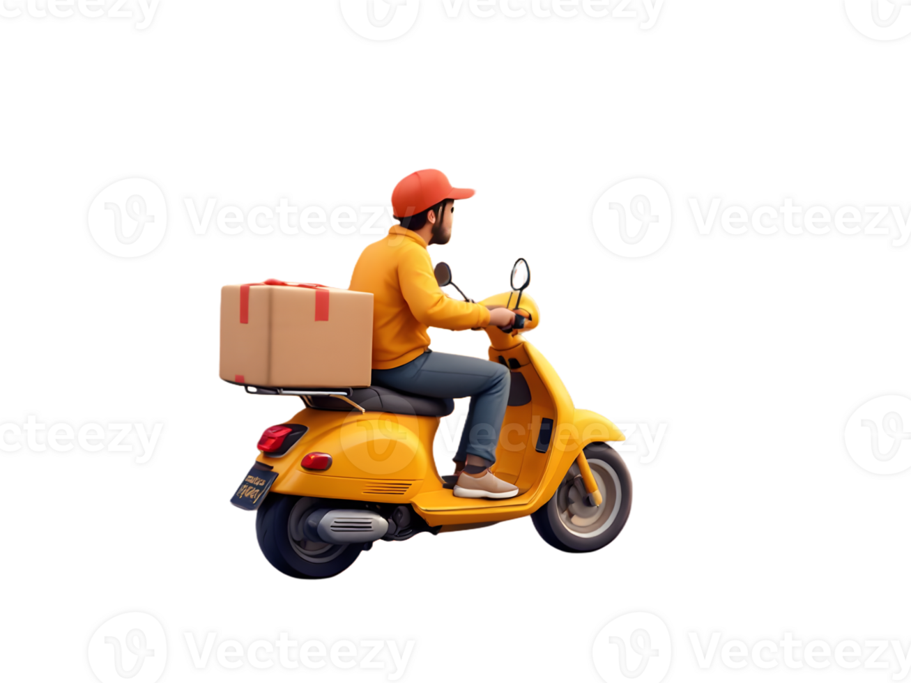 A man on a scooter with a box on his back png