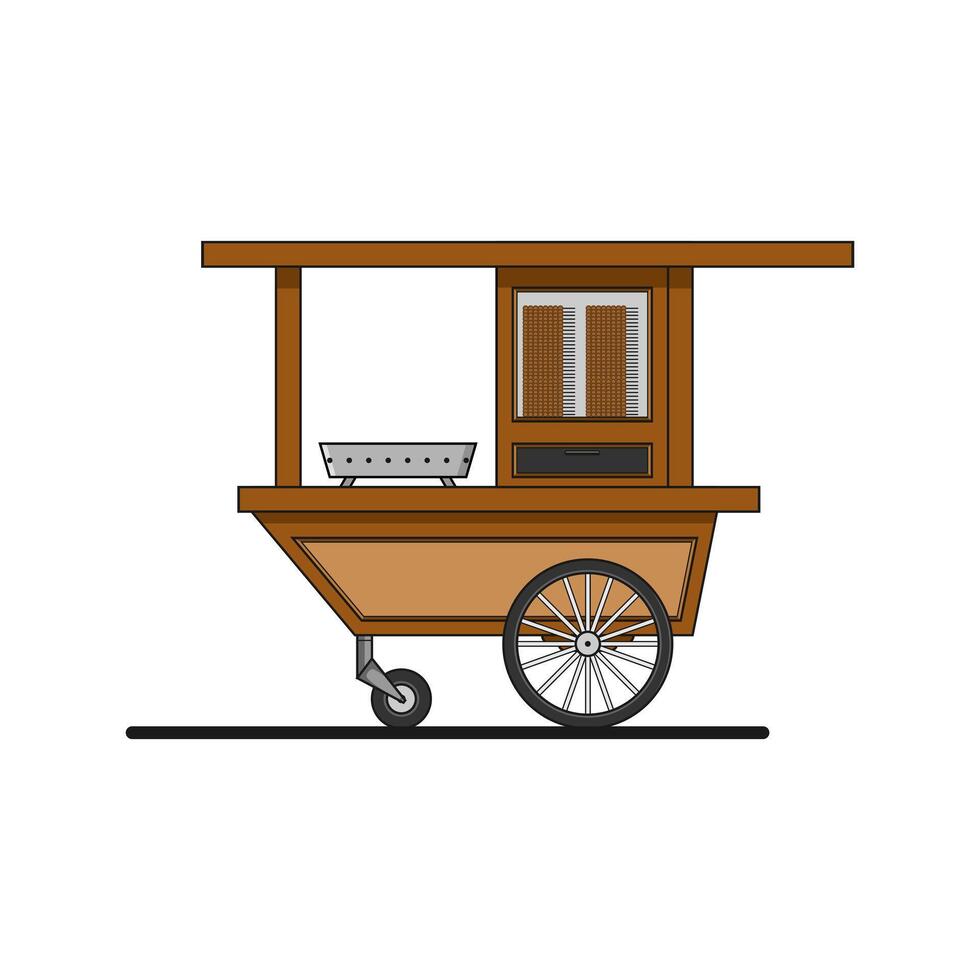 a cart with a grill on it vector