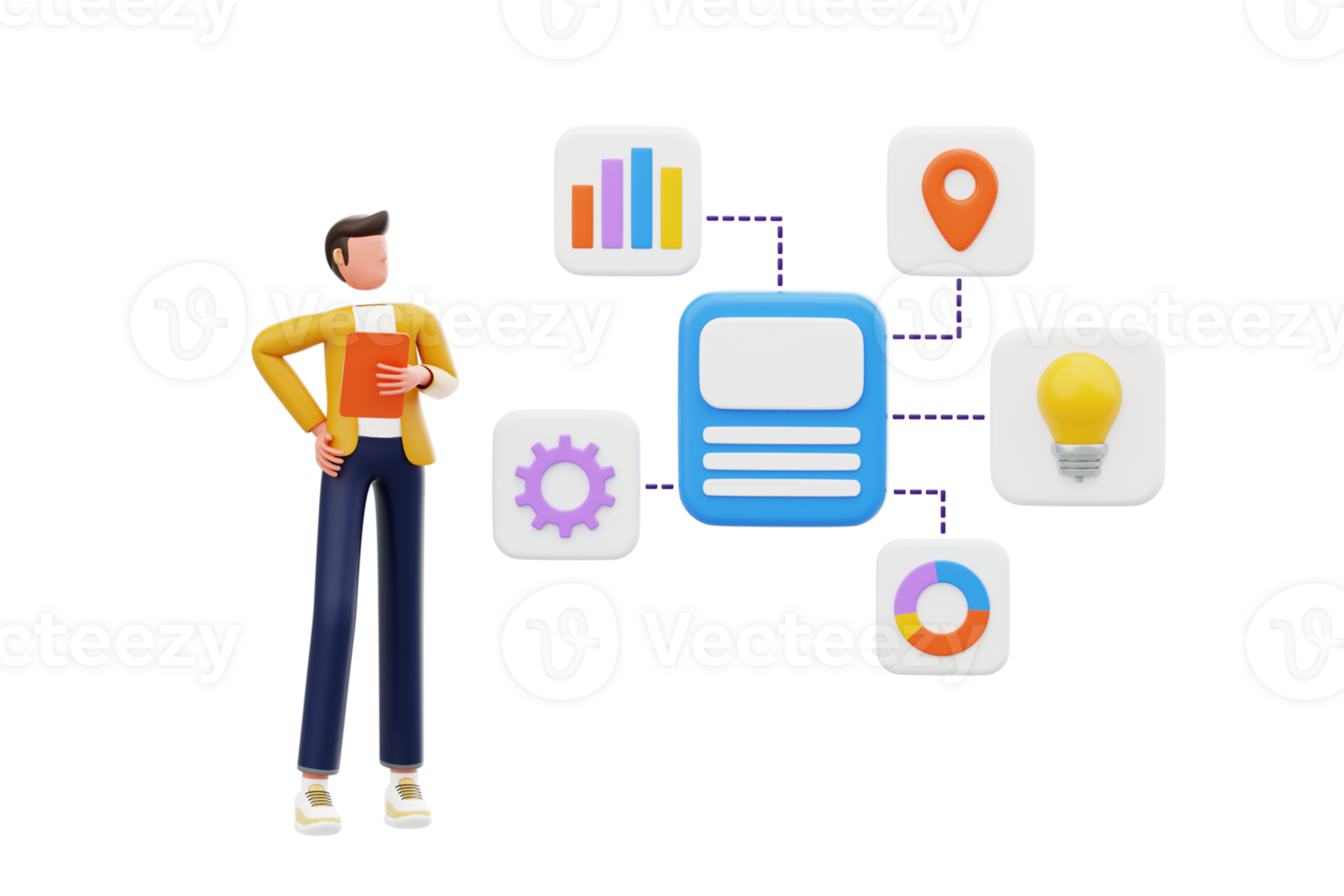 Business planning and task management 3d illustration. Business leader setting business target 3d illustration png