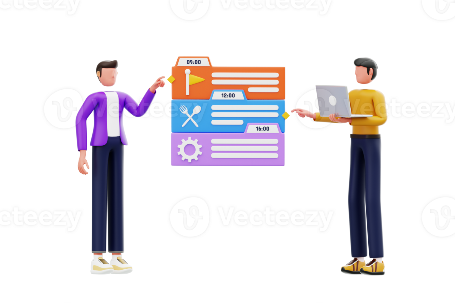 Team is doing schedule management 3d illustration png