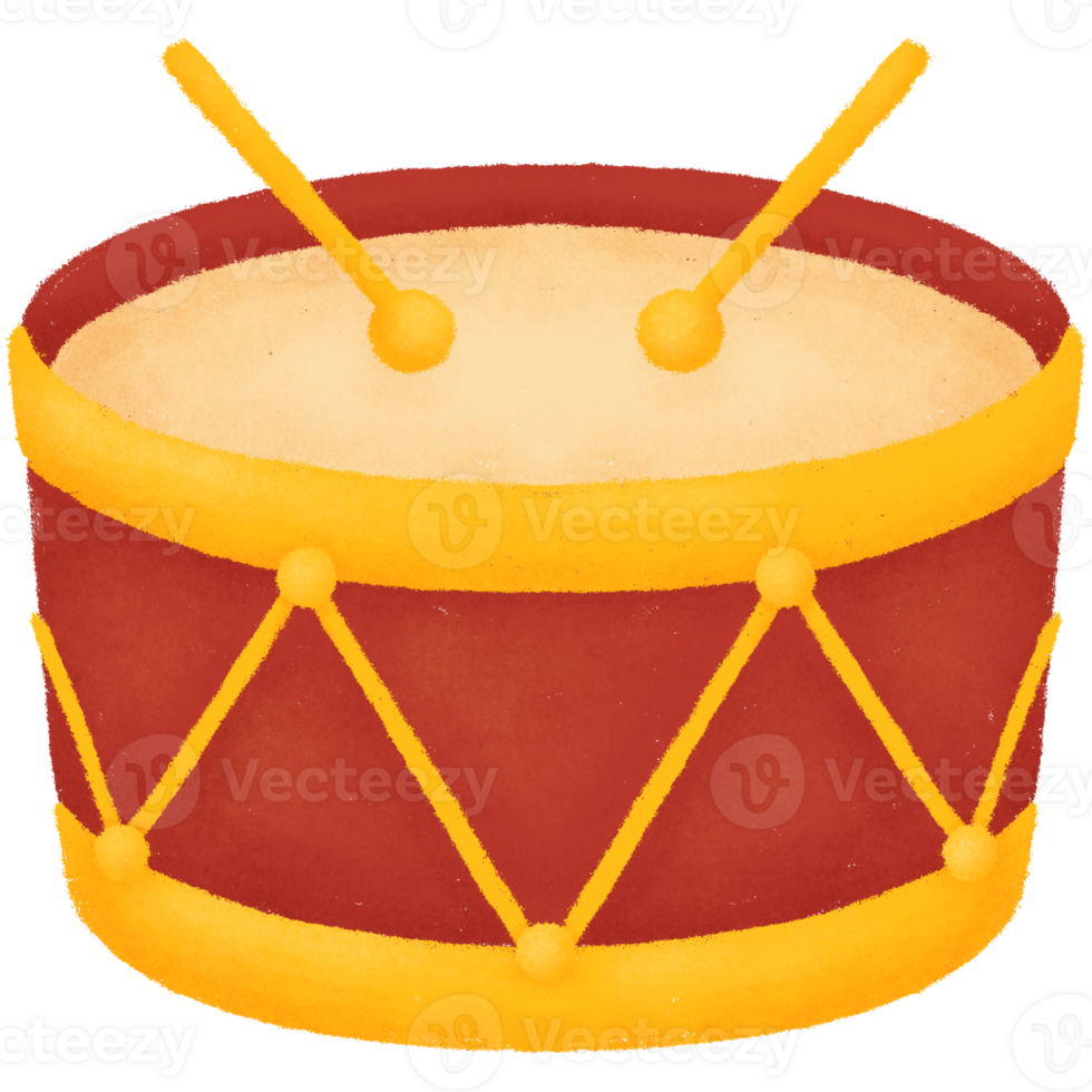 Red drum with drum sticks png