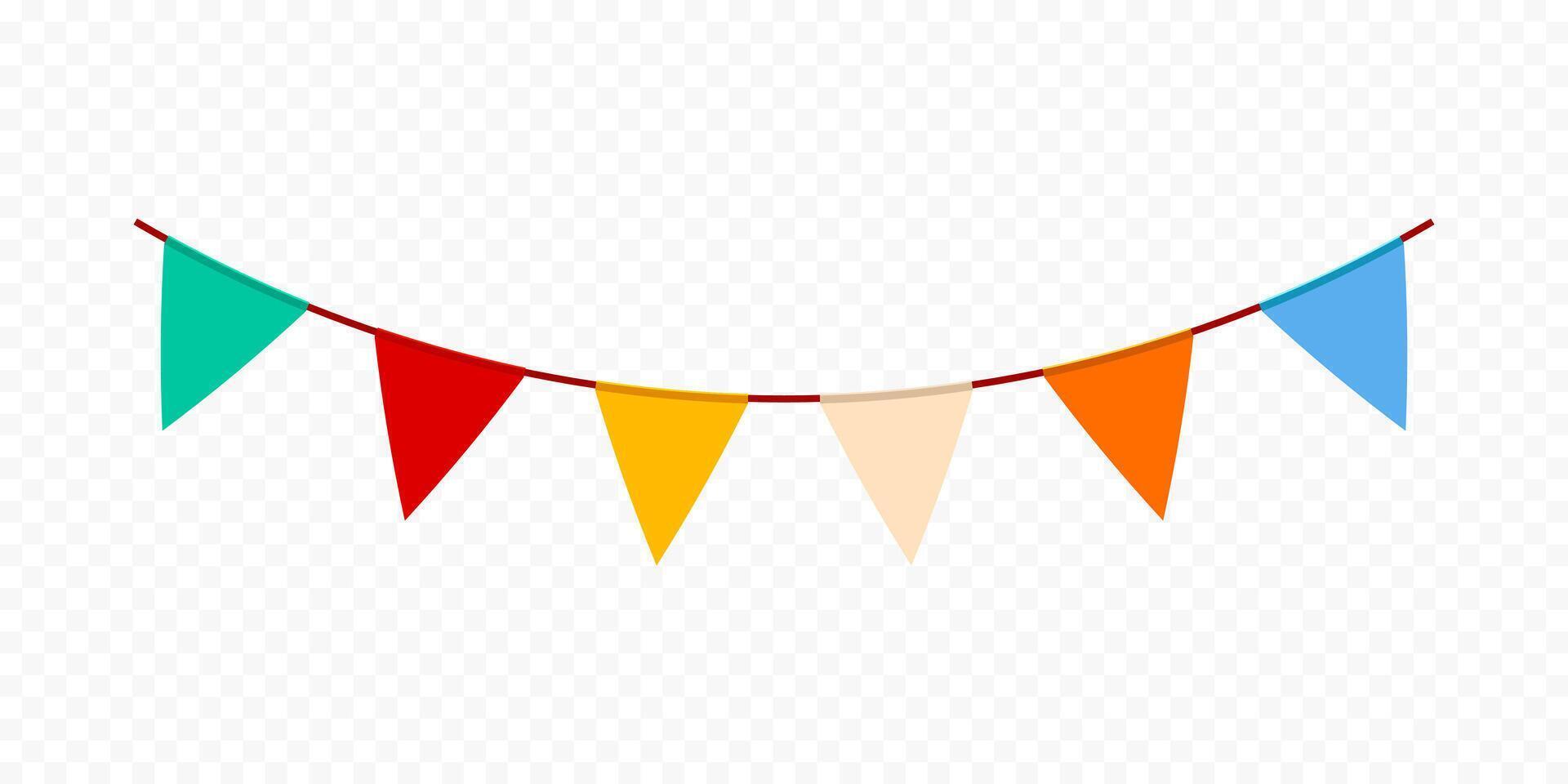 Festive garlands with multi-colored flags. Bunting flag decoration vector
